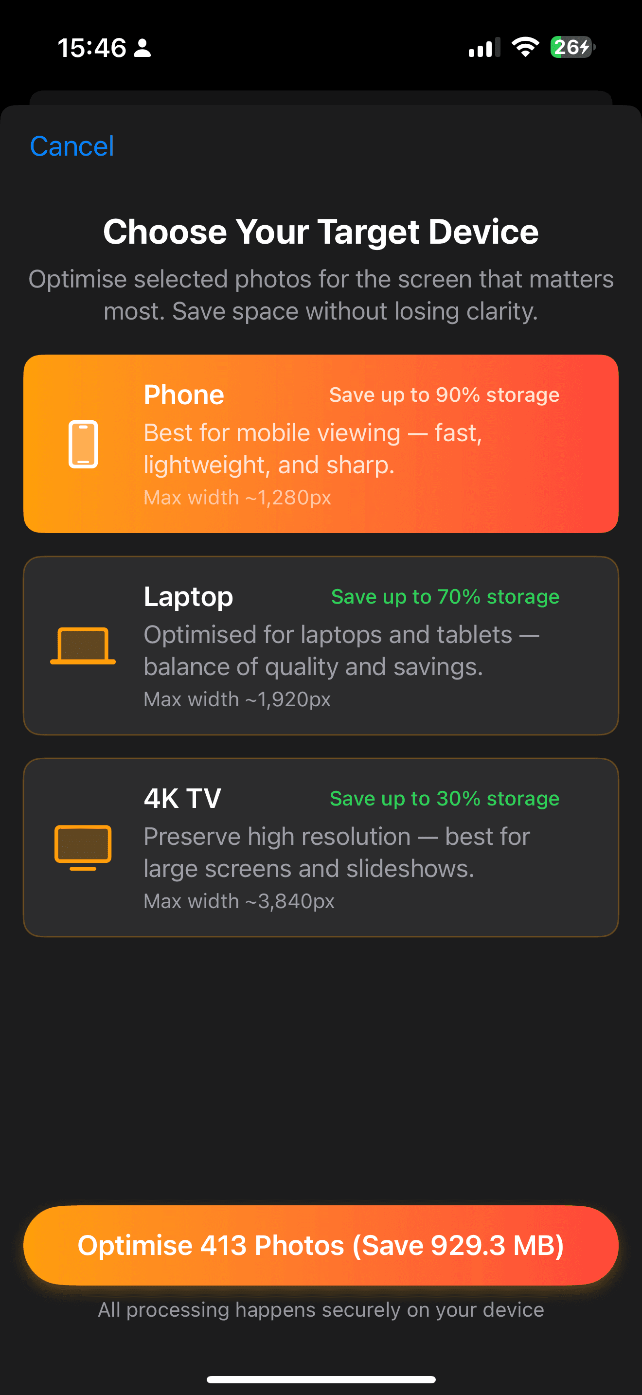 Device Optimization Screenshot - View 1